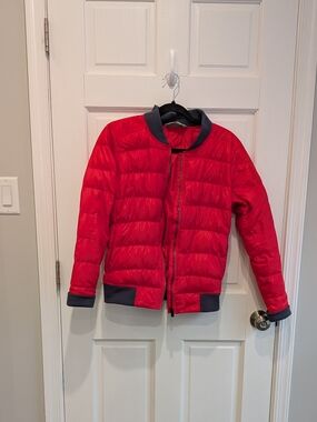 Athleta Quilted Jacket - Vermillion Red with Charcoal Trim